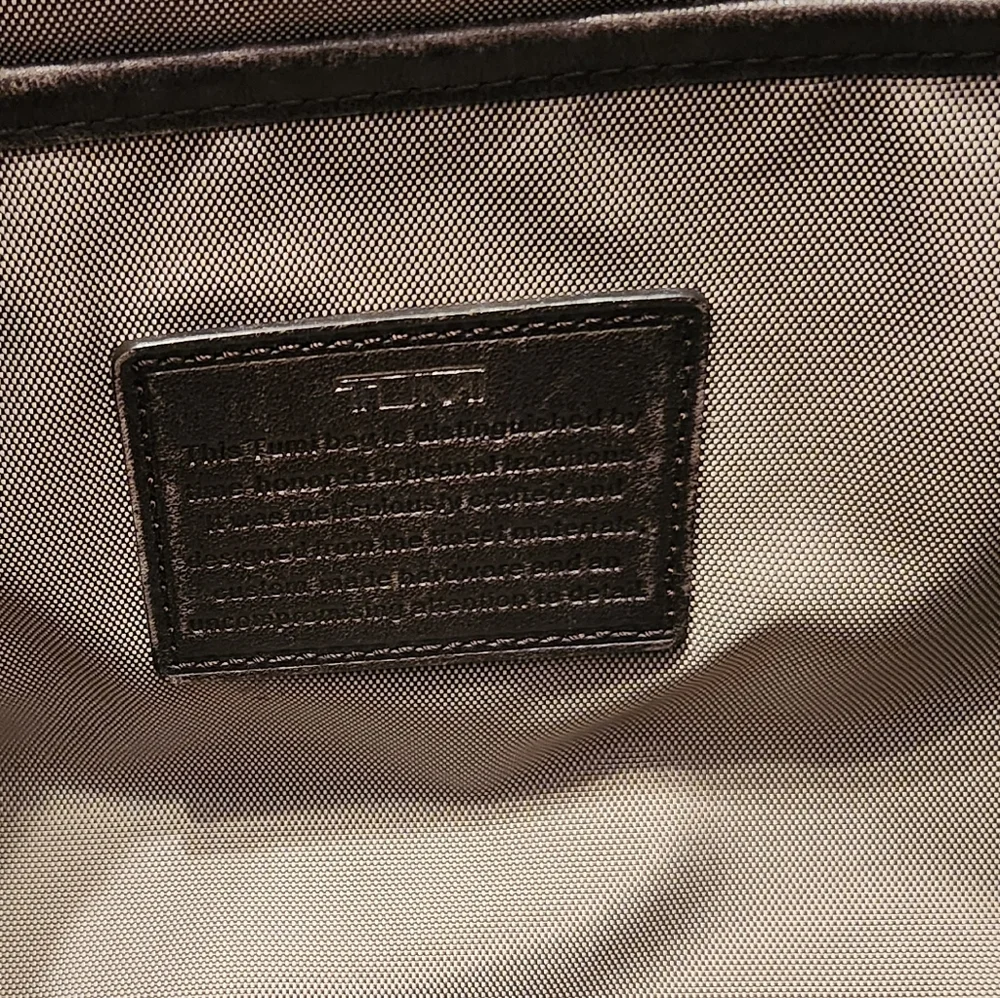 Tumi Brown Tote Bag, Fabric w/ Leather Trim, Patterned, Tan, Large, Travel EUC